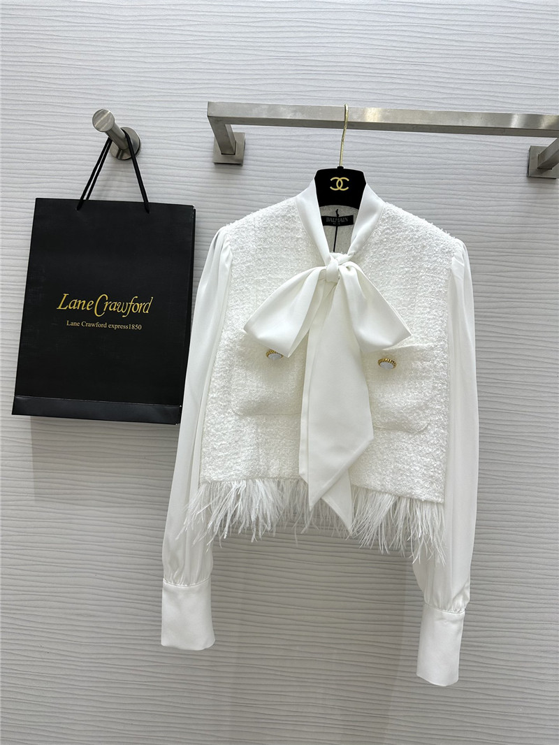 Balmain ostrich feather patchwork coat replica d&g clothing