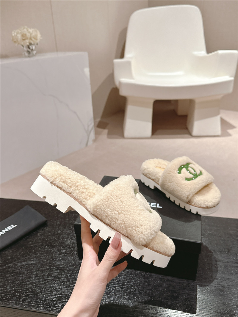 Ch**el natural wool home slide slippers