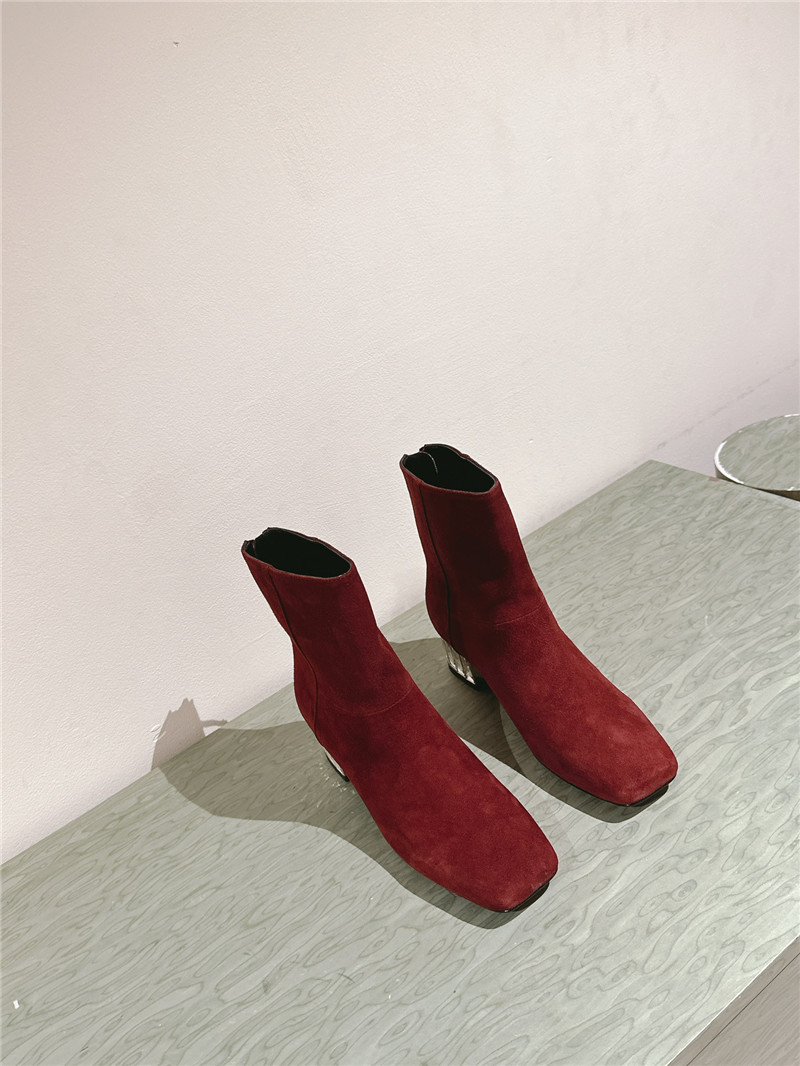 Miu Miu Burgundy Suede Ankle Boots