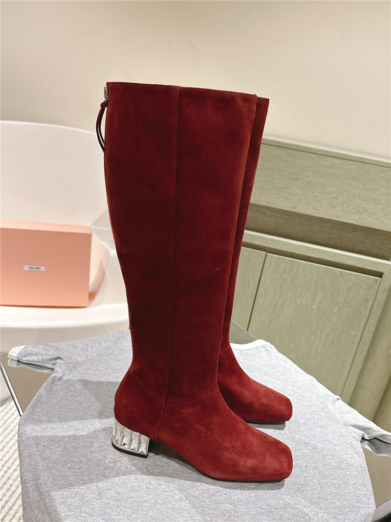 Miu Miu Burgundy Suede Knee-High Boots