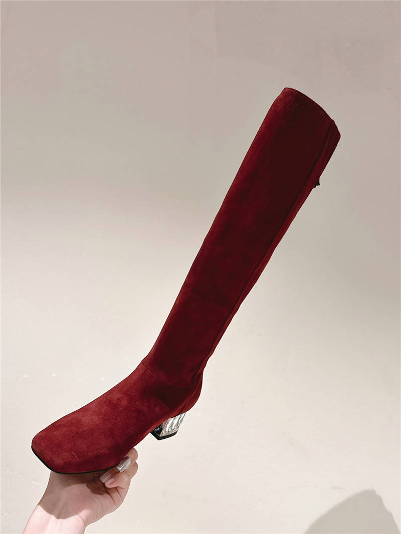 Miu Miu Burgundy Suede Knee-High Boots