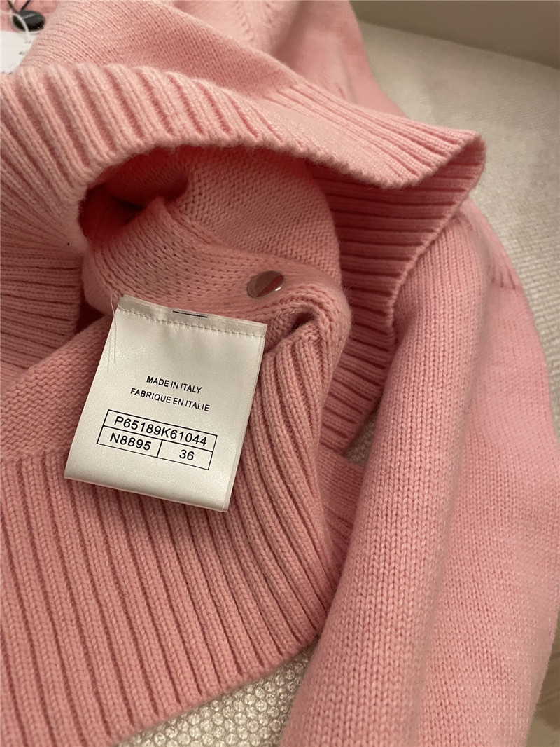 Ch**el buttons trim rib-knit sweater pink