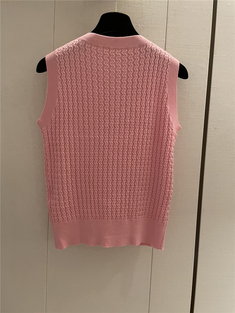 Ch**el buttons texture knitted vest pink