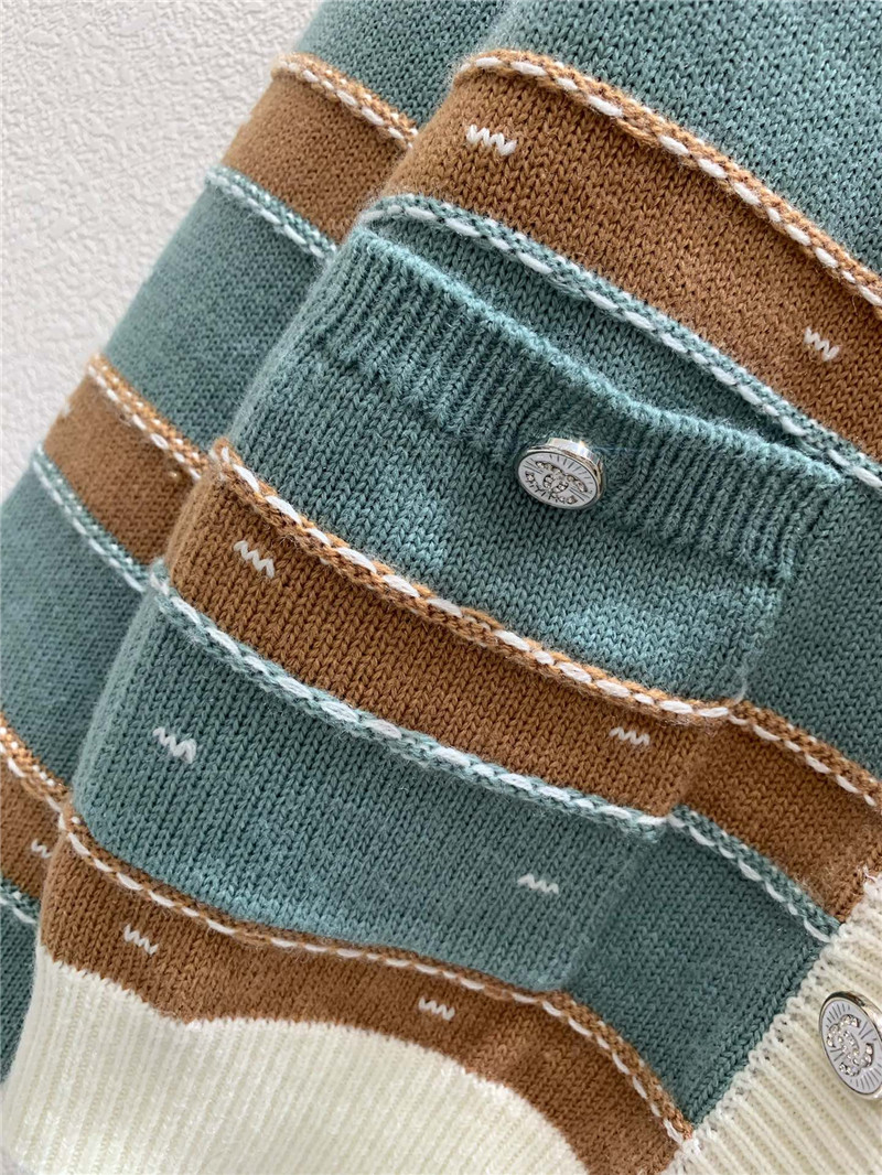 Ce1i*e striped crewneck cardigan blue/brown