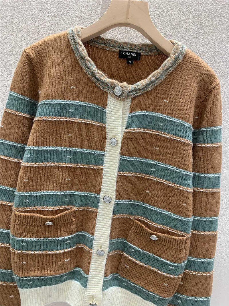 Ce1i*e striped crewneck cardigan brown/blue