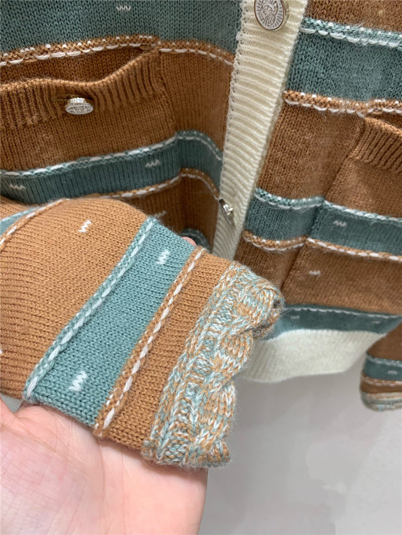 Ce1i*e striped crewneck cardigan brown/blue
