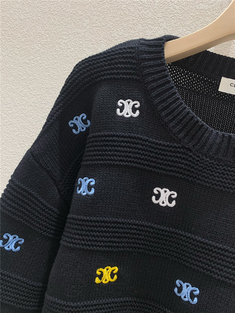 Ce1i*e multicolor triomphe knit sweater in black
