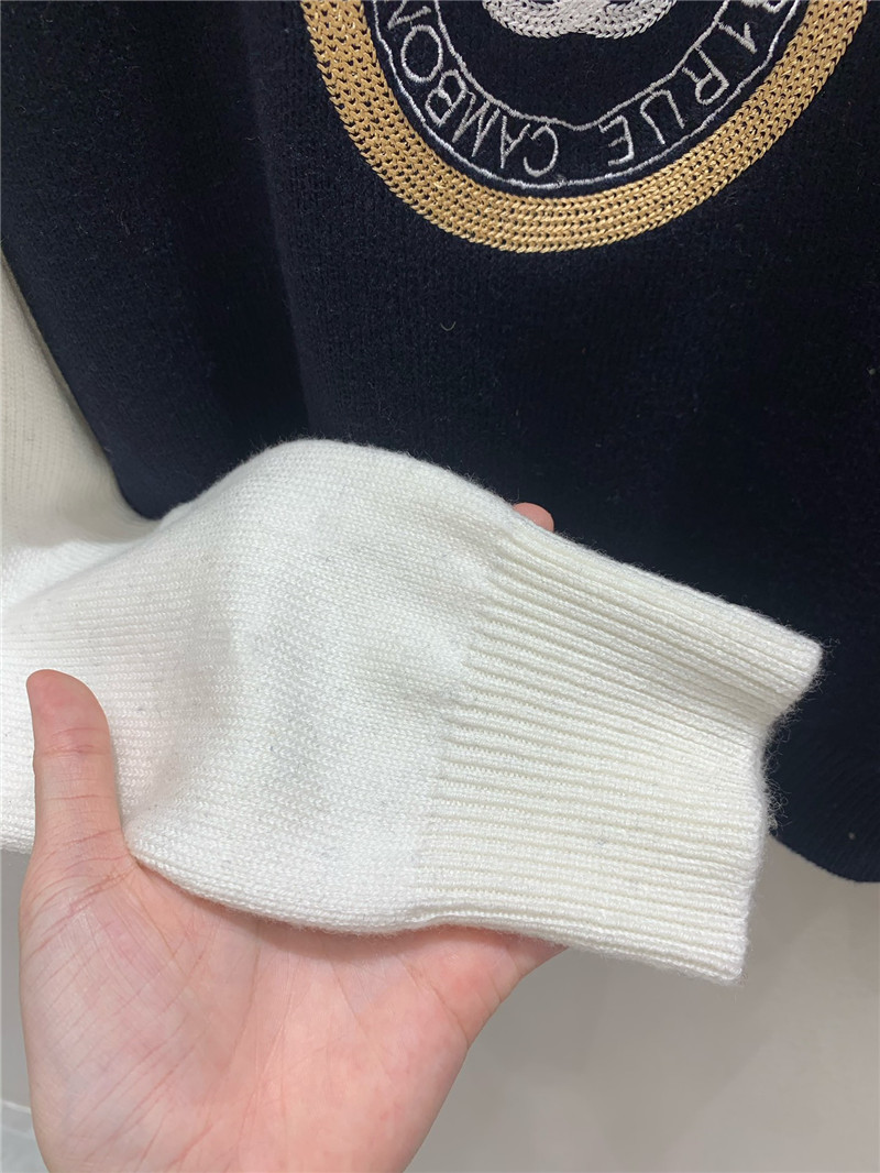 Ch**el embroidery raglan sleeves knitwear white/black