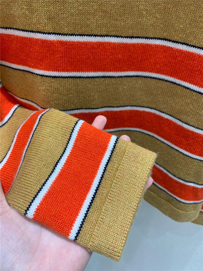 Miu Miu Crewneck Striped Sweater Beige/Orange