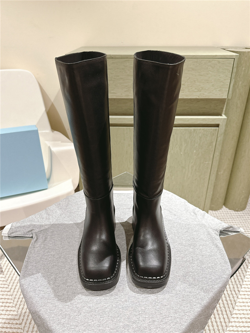 Pra*a phenix black leather knee-high boots