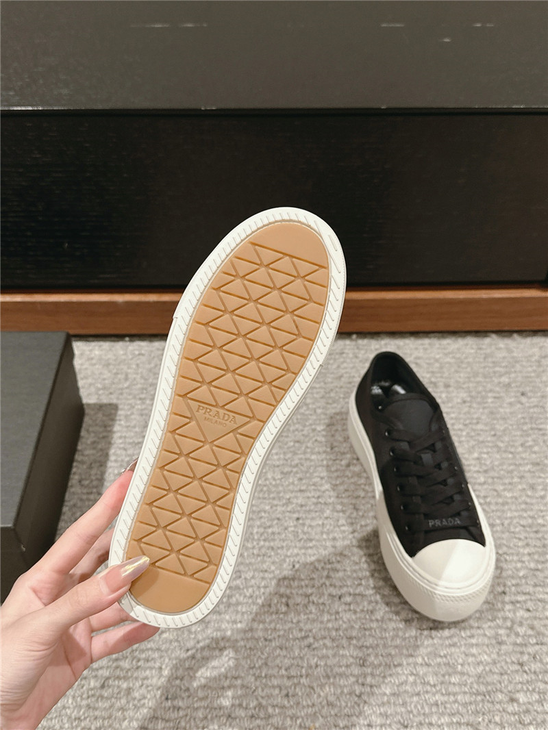 Pra*a black lace-up platform canvas sneakers