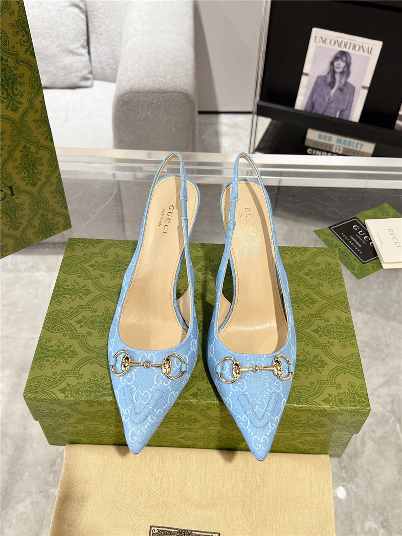 Gvc*1 horsebit gg canvas slingback pumps in blue