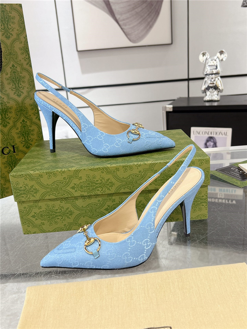 Gvc*1 horsebit gg canvas slingback pumps in blue