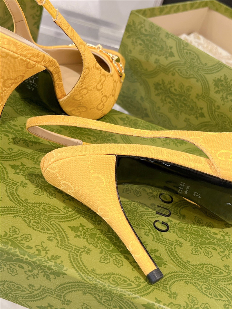 Gvc*1 horsebit gg canvas slingback pumps in yellow