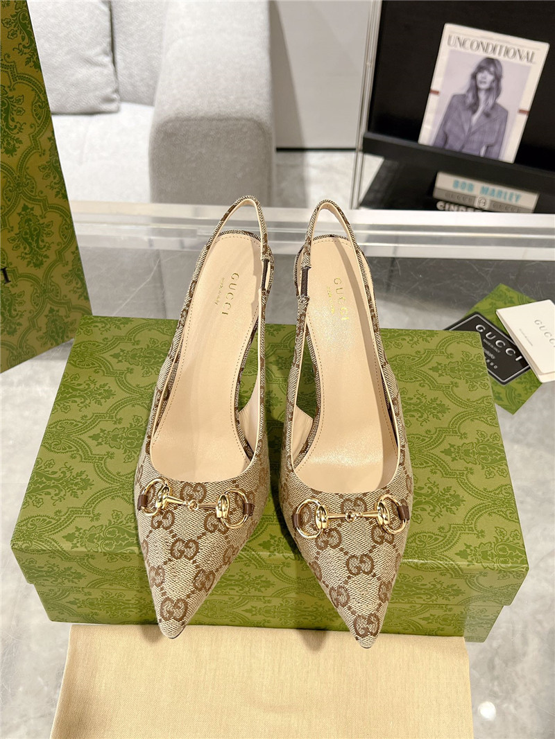 Gvc*1 gg canvas slingback pumps in beige & ebony