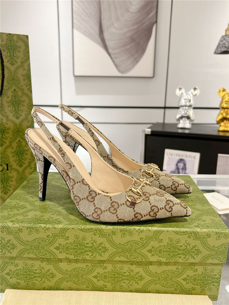 Gvc*1 gg canvas slingback pumps in beige & ebony