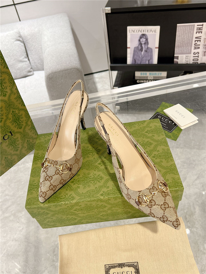 Gvc*1 gg canvas slingback pumps in beige & ebony