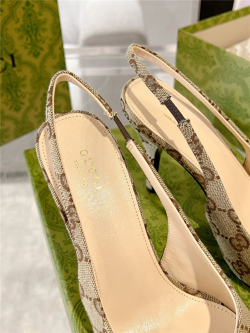 Gvc*1 gg canvas slingback pumps in beige & ebony