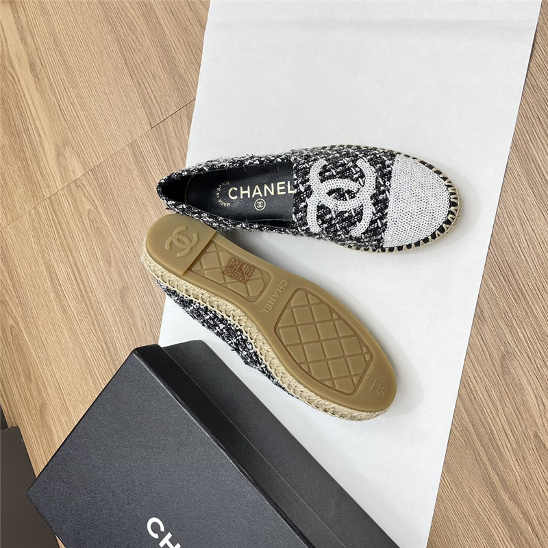 Ch**el espadrilles in black/white tweed with sequins