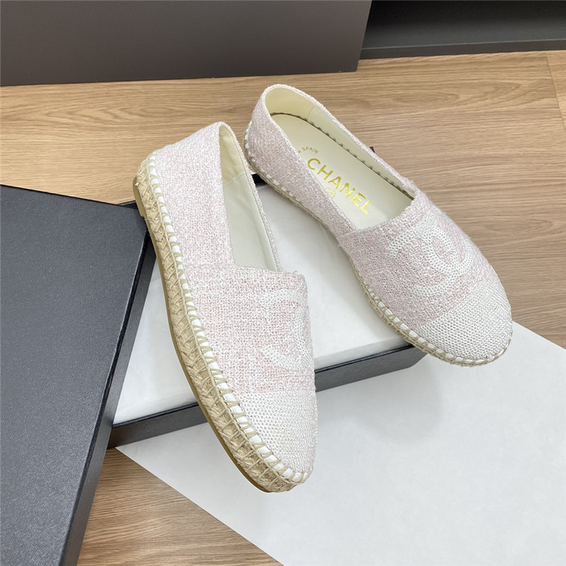 Ch**el espadrilles in ivory/white tweed with sequins