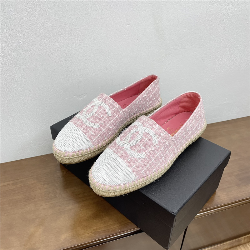 Ch**el espadrilles in pink/white tweed with sequins