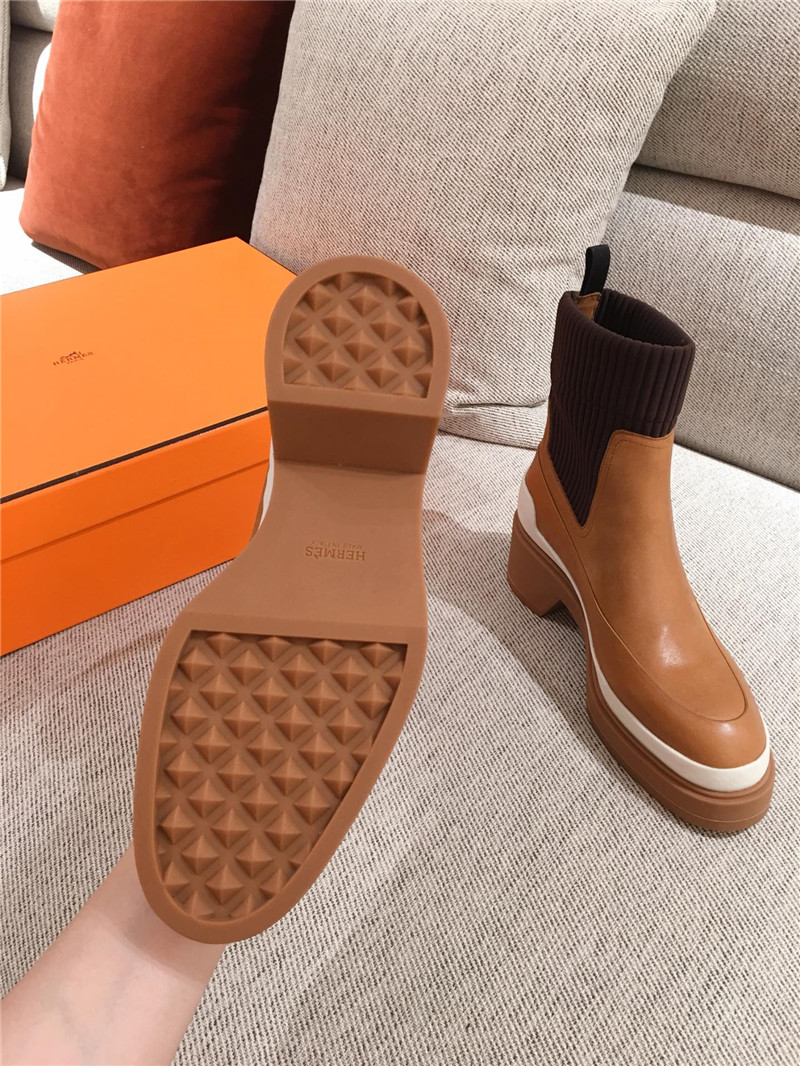H**me5 brown calfskin platform ankle boots