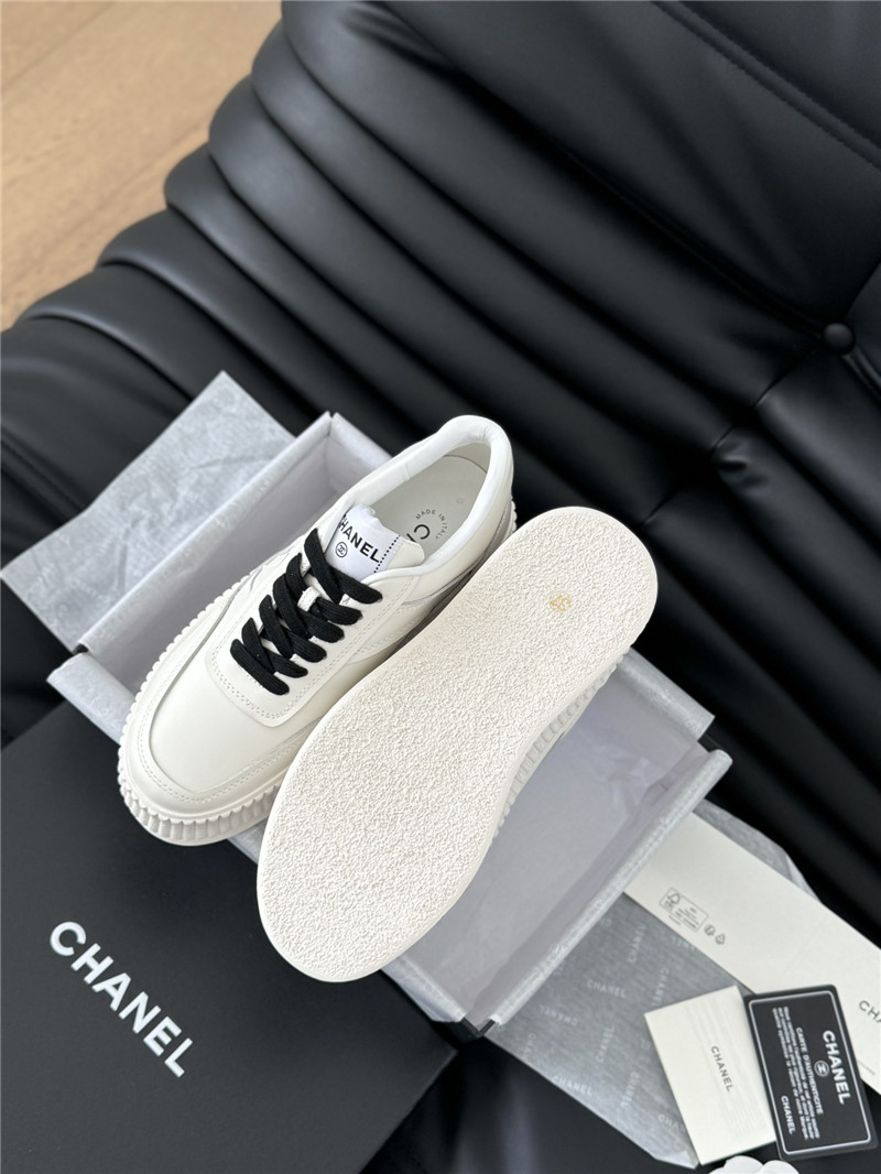 Ch**el black lace-up platform canvas sneakers