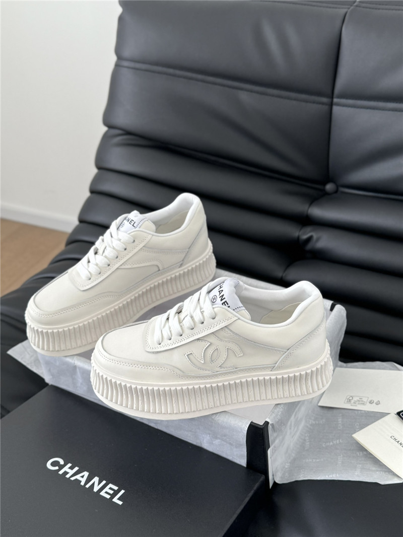 Ch**el lace-up platform canvas sneakers