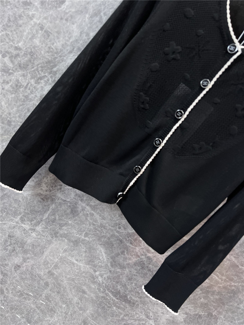 Ch**el crop lace trim cardigan black