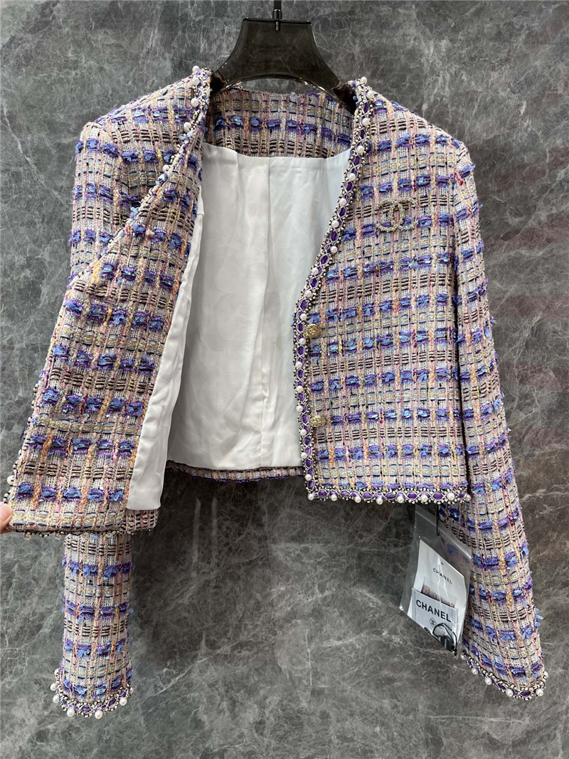 Ch**el coarse floral v-neck short coat replicas clothes