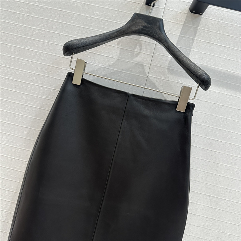 Pra*a mid-length leather skirt replica clothes