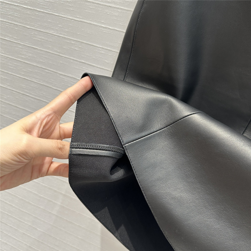 Pra*a mid-length leather skirt replica clothes