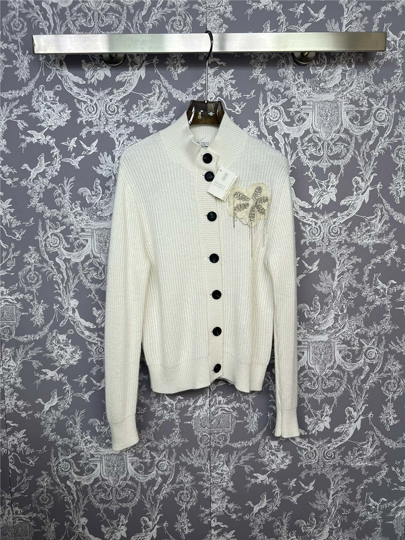 BC Bejewelled Cashmere Cardigan White