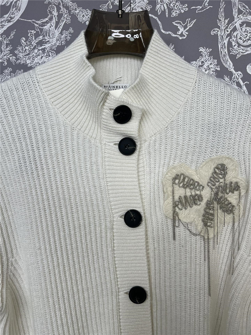 BC Bejewelled Cashmere Cardigan White