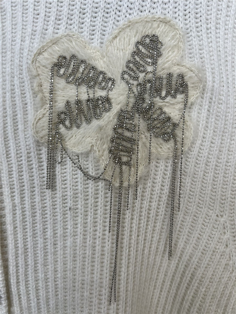 BC Bejewelled Cashmere Cardigan White