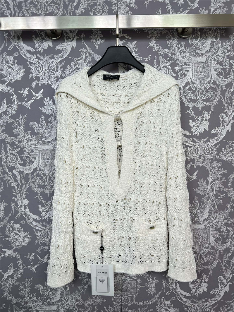 Ch**el crochet sailor-collar pullover in white