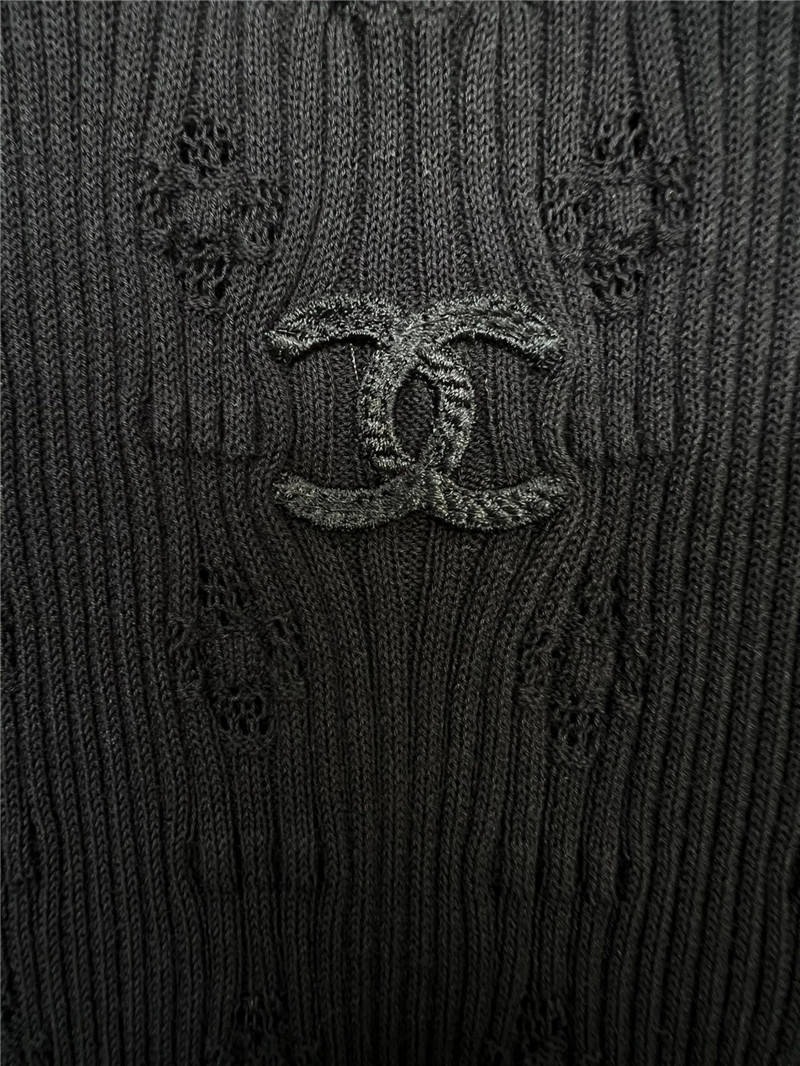 Ch**el jacquard crochet knitted vest in black