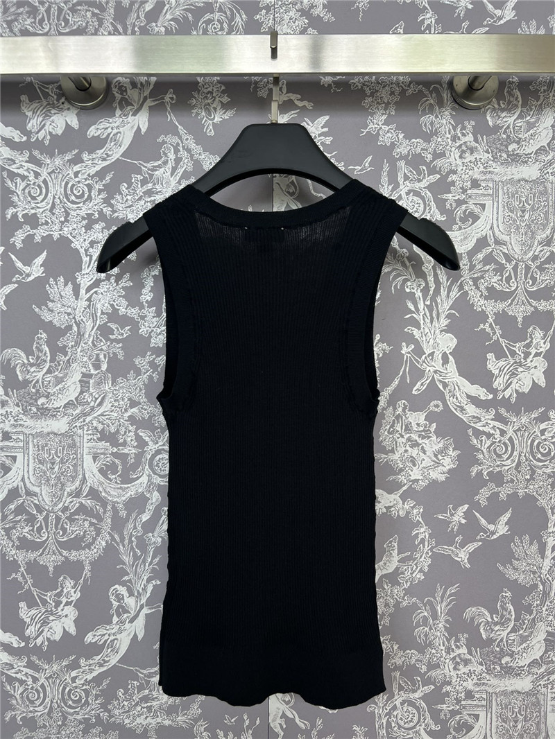 Ch**el jacquard crochet knitted vest in black