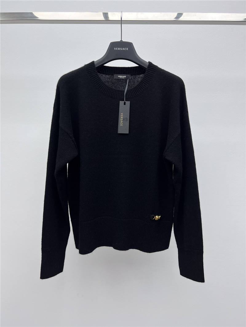 Versace Cashmere-Blend Boxy Sweater in Black