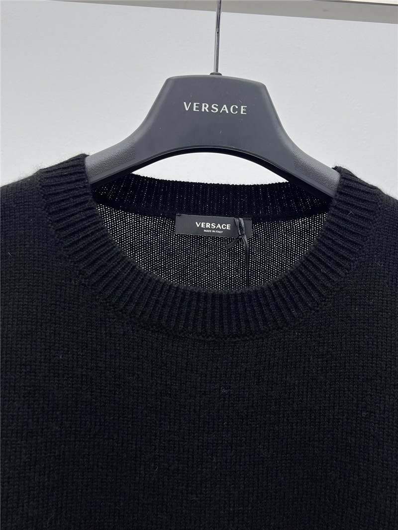 Versace Cashmere-Blend Boxy Sweater in Black