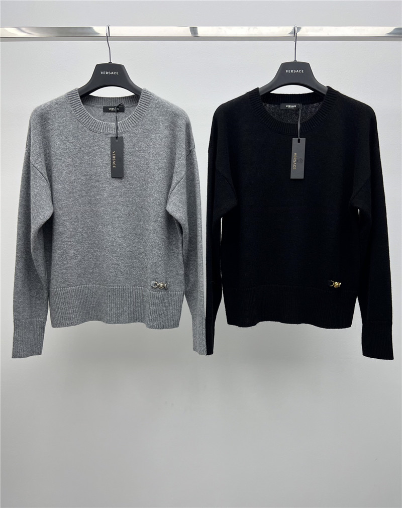 Versace Cashmere-Blend Boxy Sweater in Grey