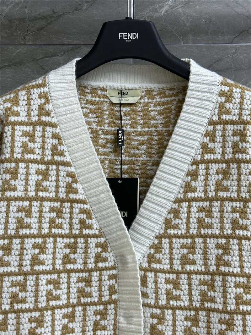 F**di cotton ff cardigan beige/white
