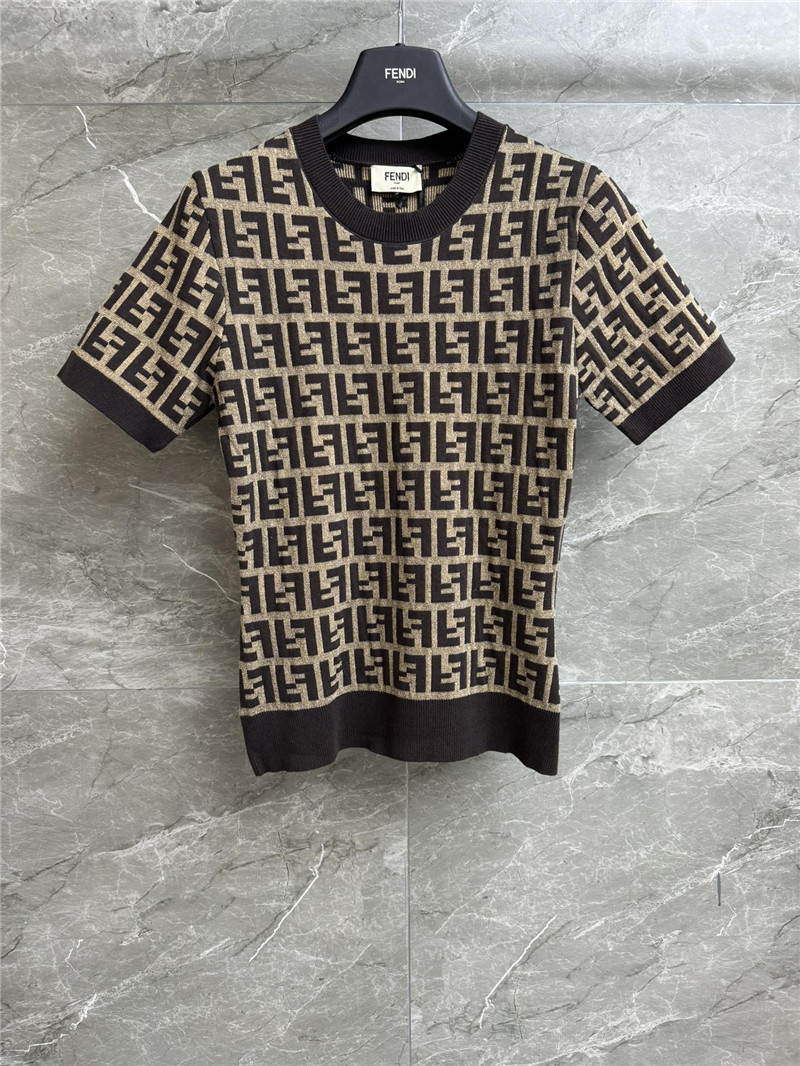 F**di ff short-sleeve cotton knit sweater brown