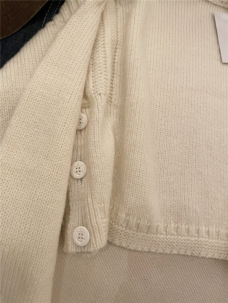 D10r crop openwork knit sweater in ivory