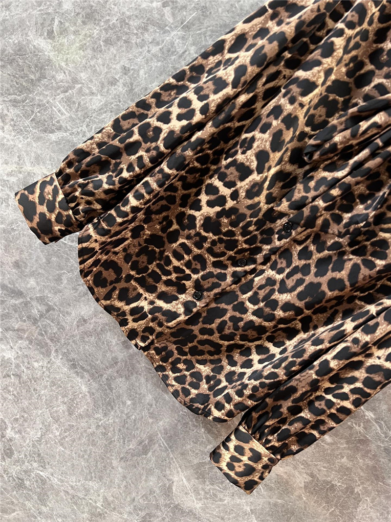 Y51 leopard print ribbon long-sleeved shirt replicas clothes