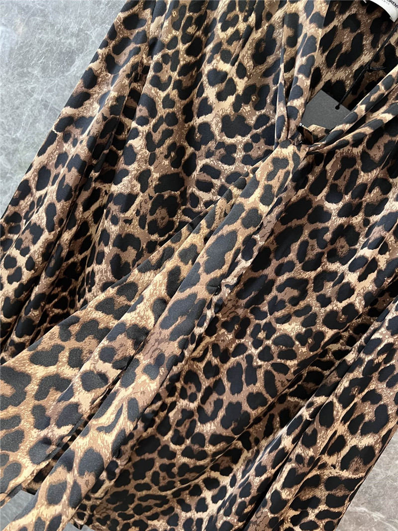 Y51 leopard print ribbon long-sleeved shirt replicas clothes