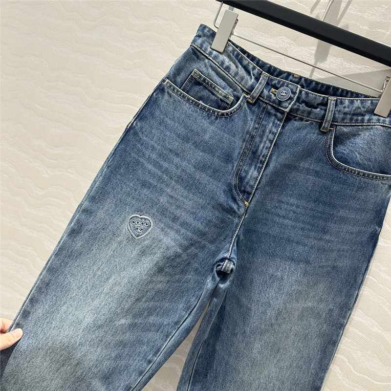 Ch**el denim straight pants replica clothes