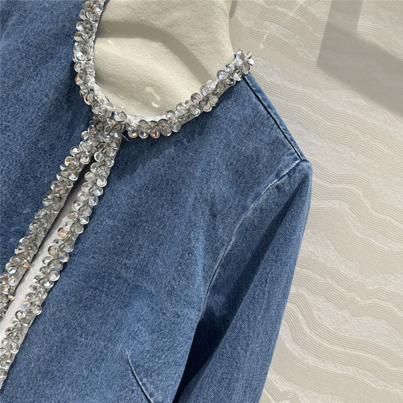 M1um1u beaded denim jacket replica designer clothes