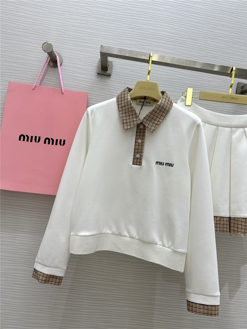 M1um1u long sleeve polo collar dress replicas clothes