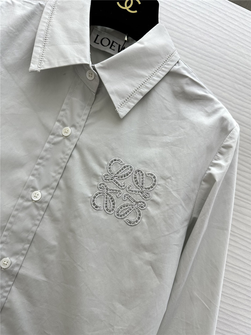 L0ew* embroidered raw edge shirt replicas clothes